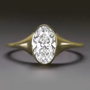 1 CARAT LAB CREATED DIAMOND ENGAGEMENT RING CERTIFIED OVAL SHAPE 14k YELLOW GOLD