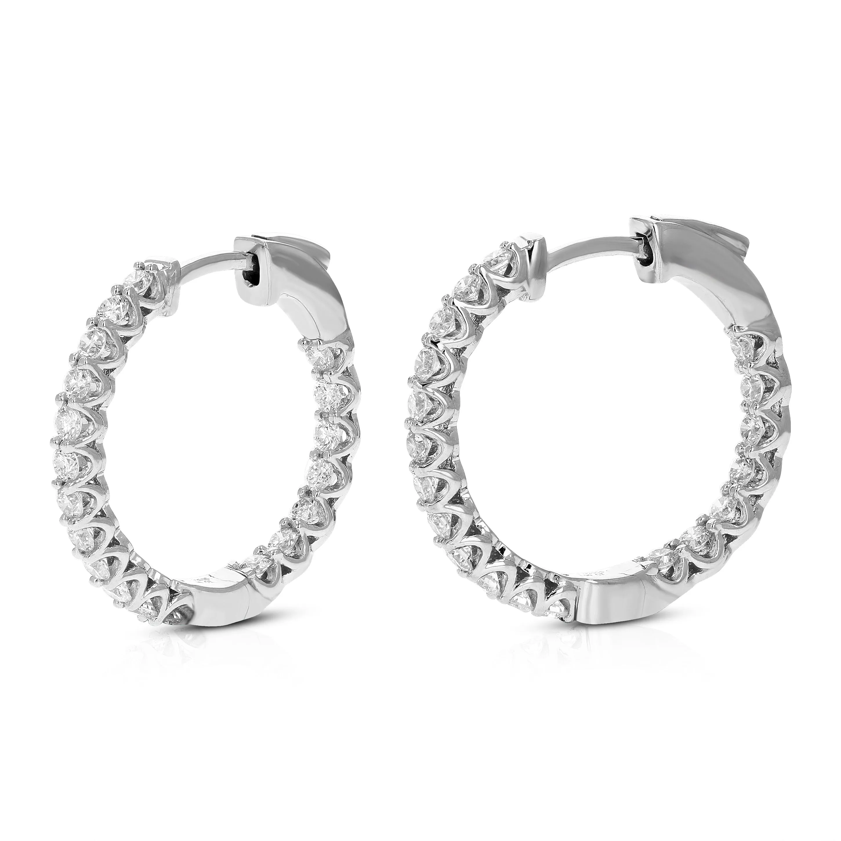 1 cttw Lab Grown Diamond Classic Hoop Earrings in Sterling Silver