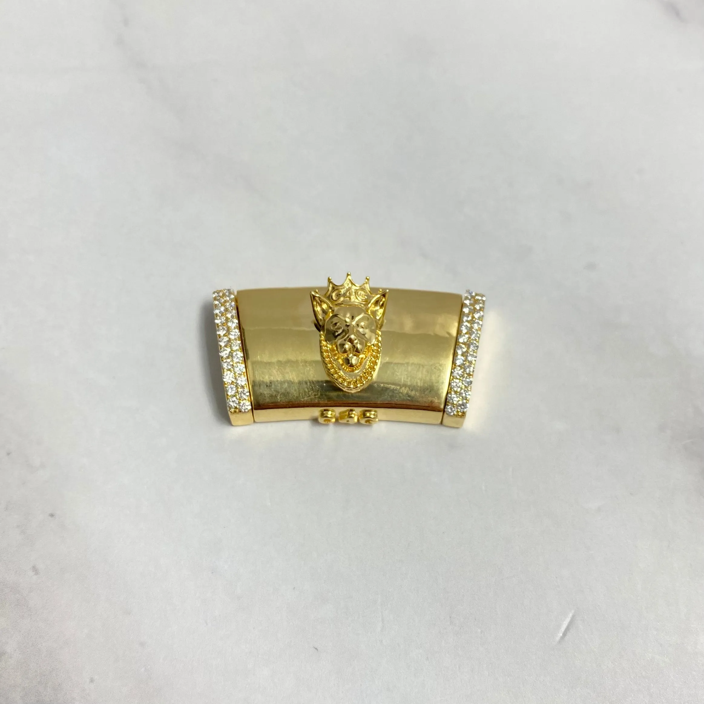 10K Yellow Gold Diamond On The Size Sleek Lock With Panther / 30.5gr / 19mm / 1.5in