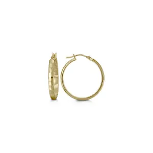 10K Yellow Gold Hammered Hoop Earrings