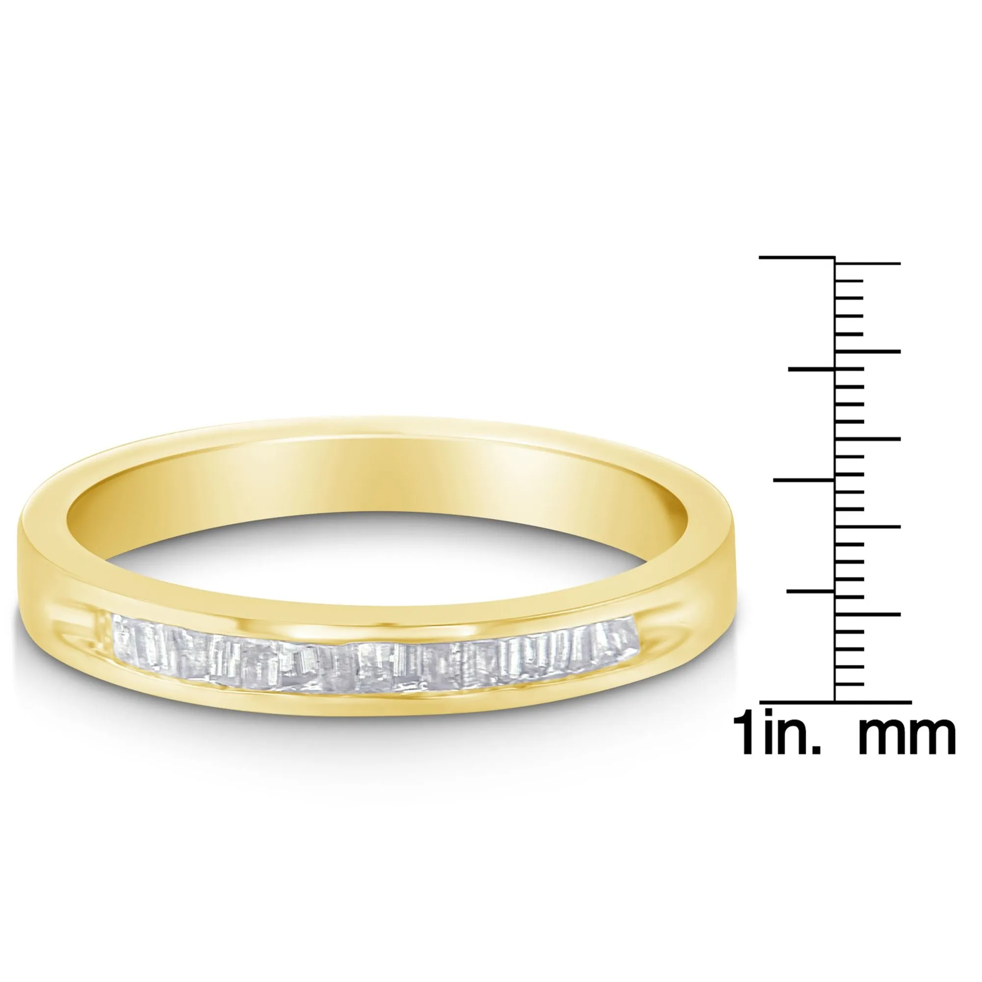 10K Yellow Gold over .925 Sterling Silver 1/5 Cttw Diamond Channel-Set Stackable Band Ring