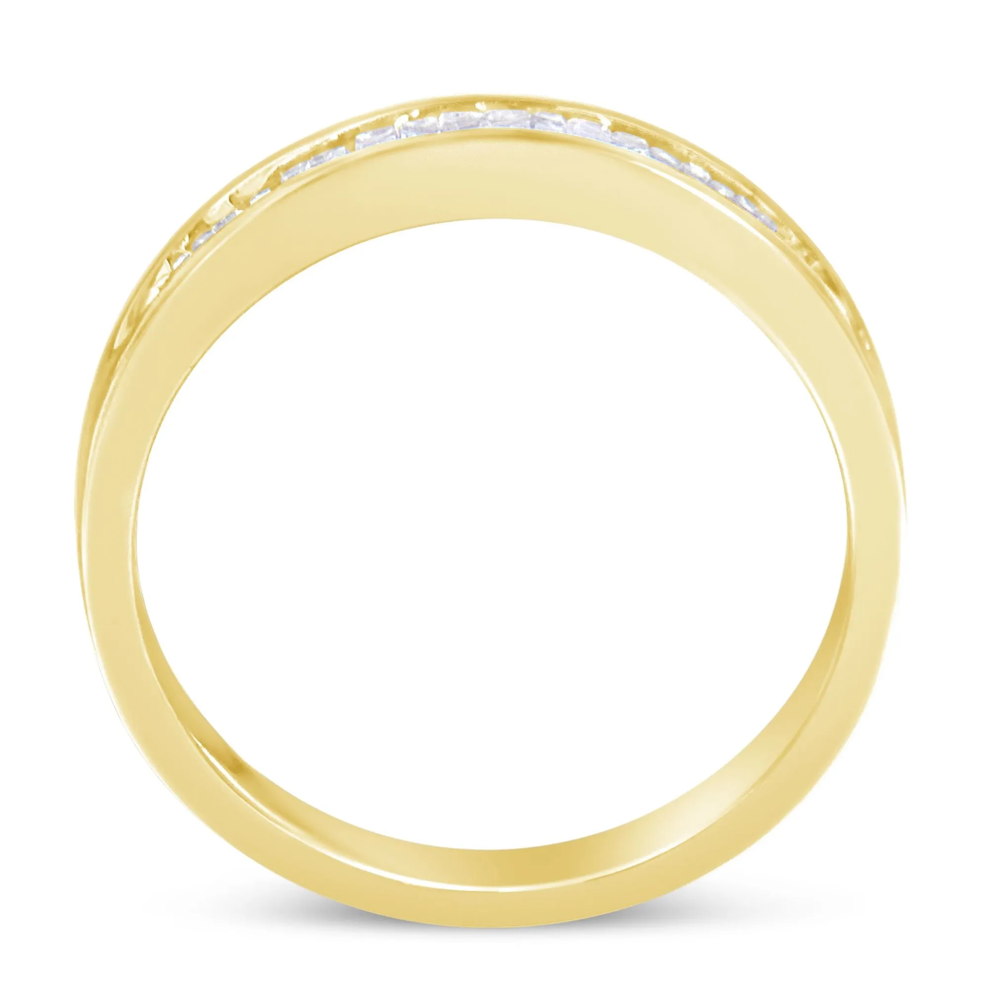 10K Yellow Gold over .925 Sterling Silver 1/5 Cttw Diamond Channel-Set Stackable Band Ring