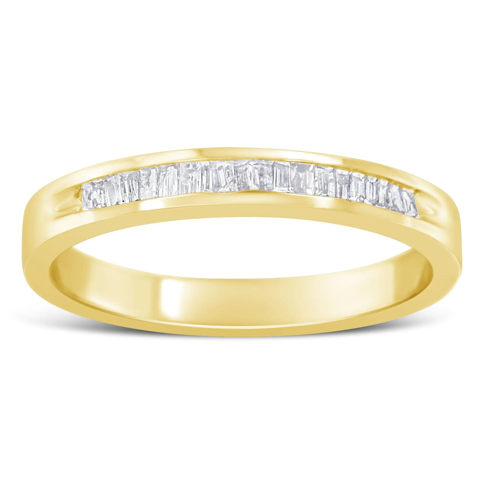 10K Yellow Gold over .925 Sterling Silver 1/5 Cttw Diamond Channel-Set Stackable Band Ring