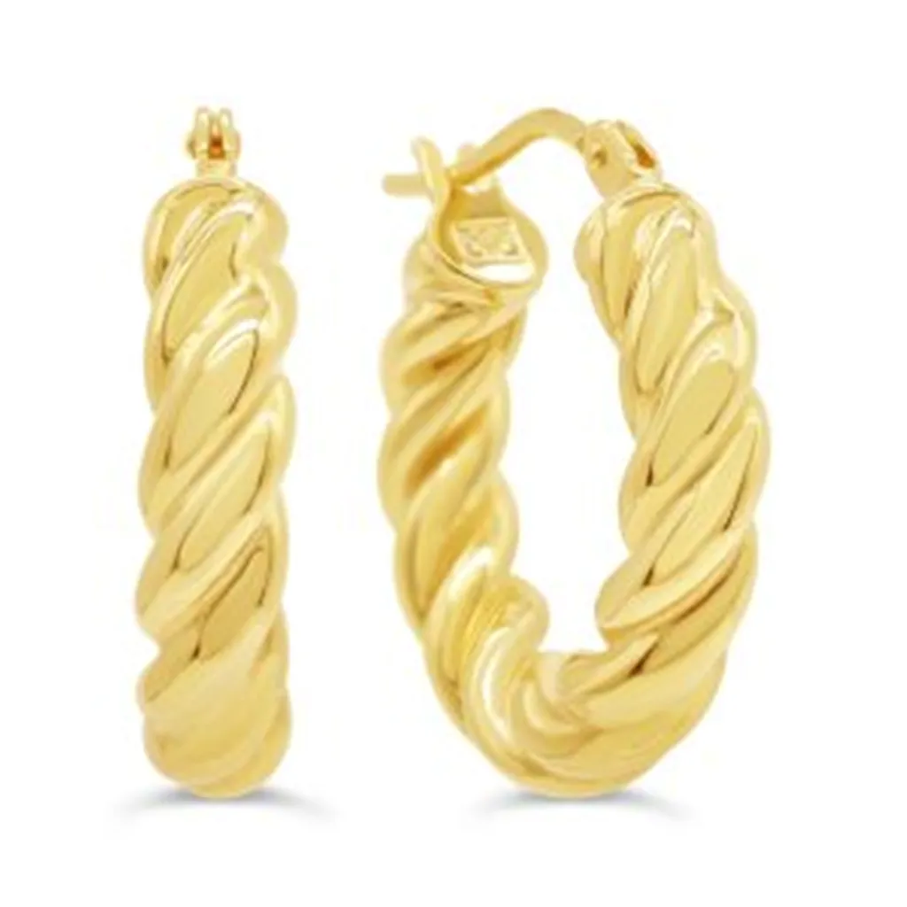 10K Yellow Gold Twist Hoop Earrings