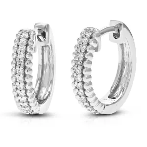 1/10 cttw Lab Grown Diamond Milgrain Hoop Earring Sterling Silver