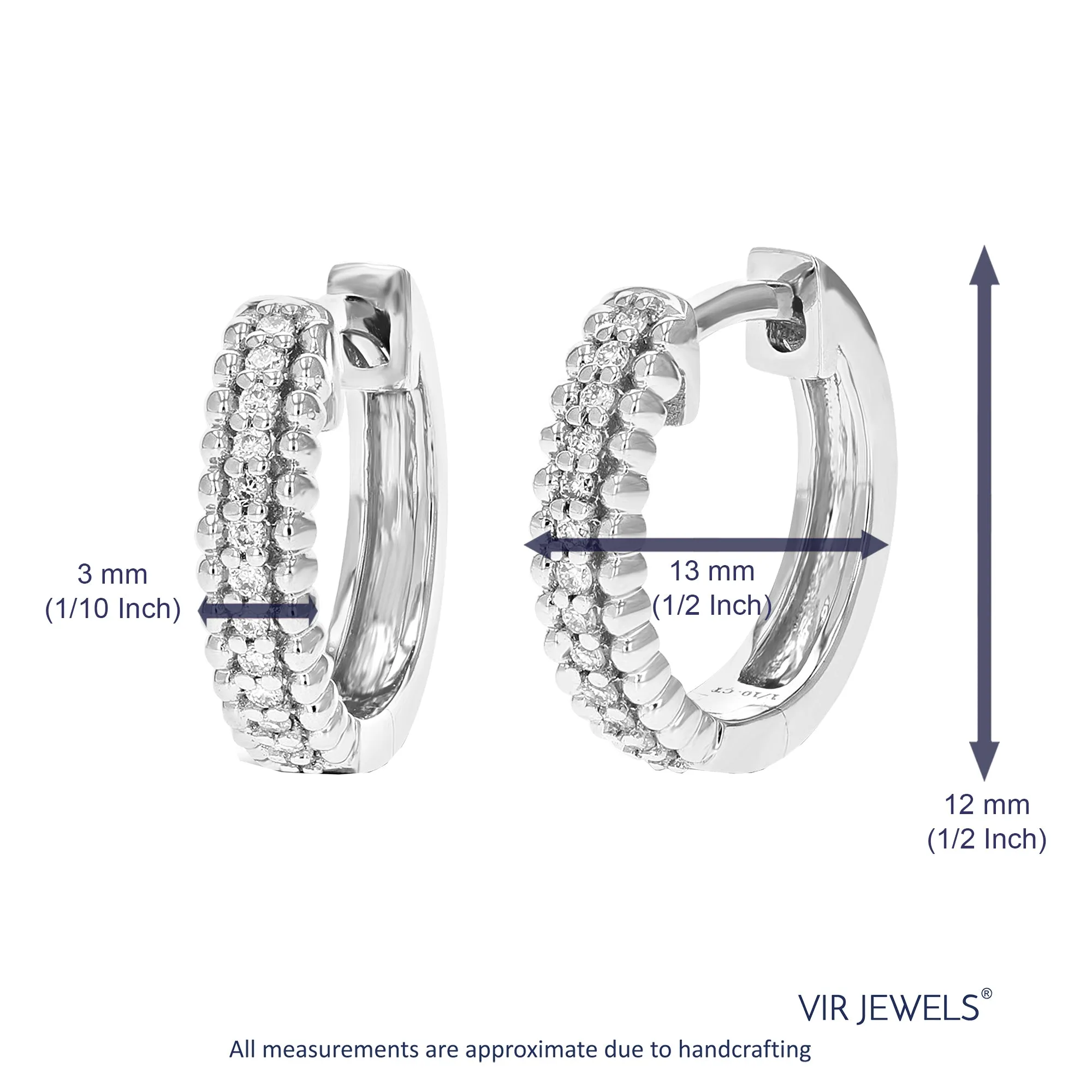 1/10 cttw Lab Grown Diamond Milgrain Hoop Earring Sterling Silver