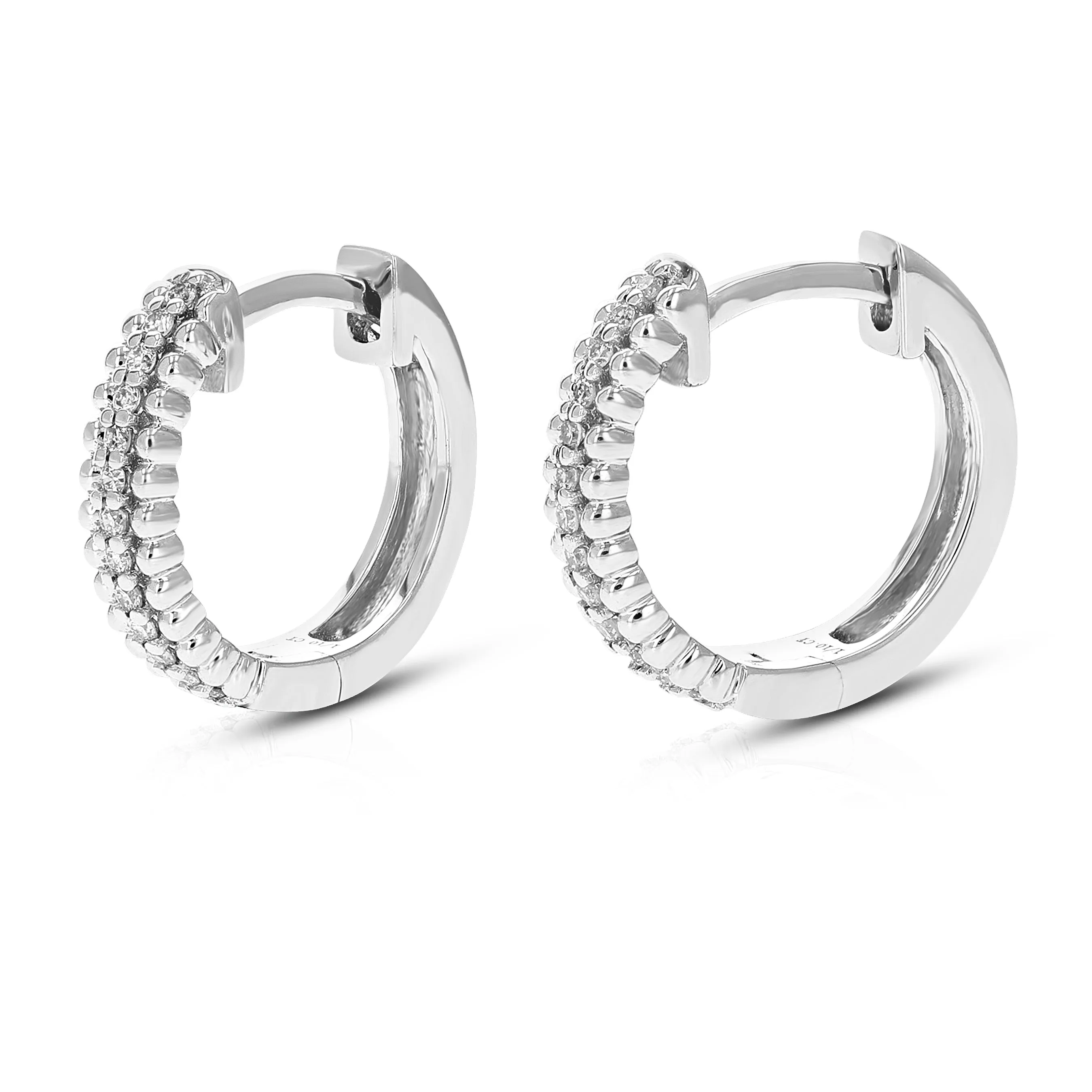 1/10 cttw Lab Grown Diamond Milgrain Hoop Earring Sterling Silver