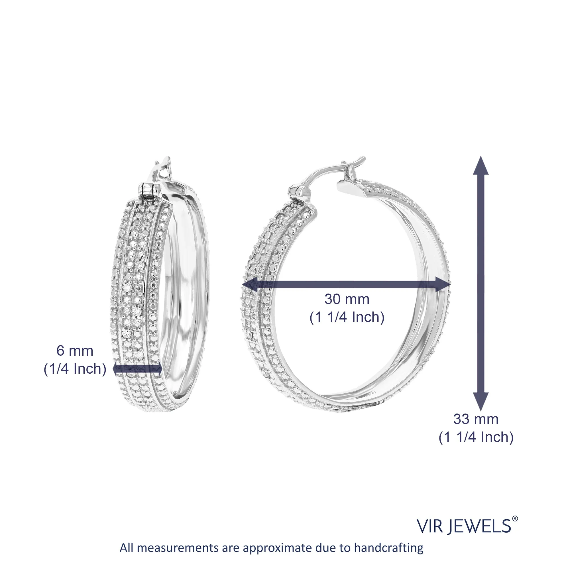 1/10 cttw Lab Grown Diamond Multi Row Hoop Earrings in Silver