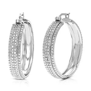 1/10 cttw Lab Grown Diamond Multi Row Hoop Earrings in Silver