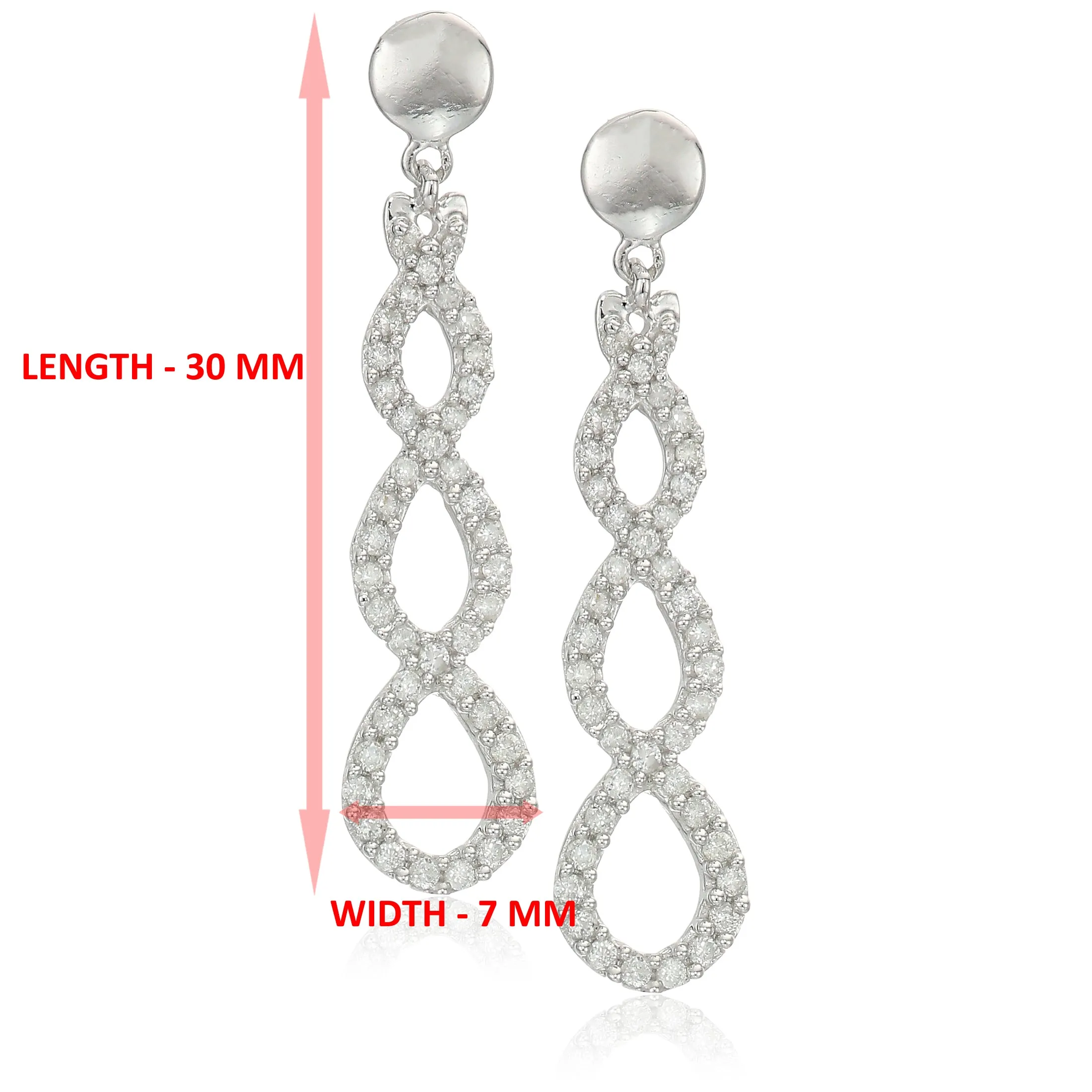 1/2 cttw Diamond Twisted infinity Dangle Earrings in 10K White Gold