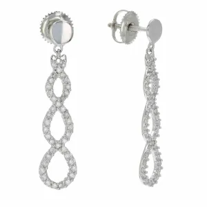 1/2 cttw Diamond Twisted infinity Dangle Earrings in 10K White Gold