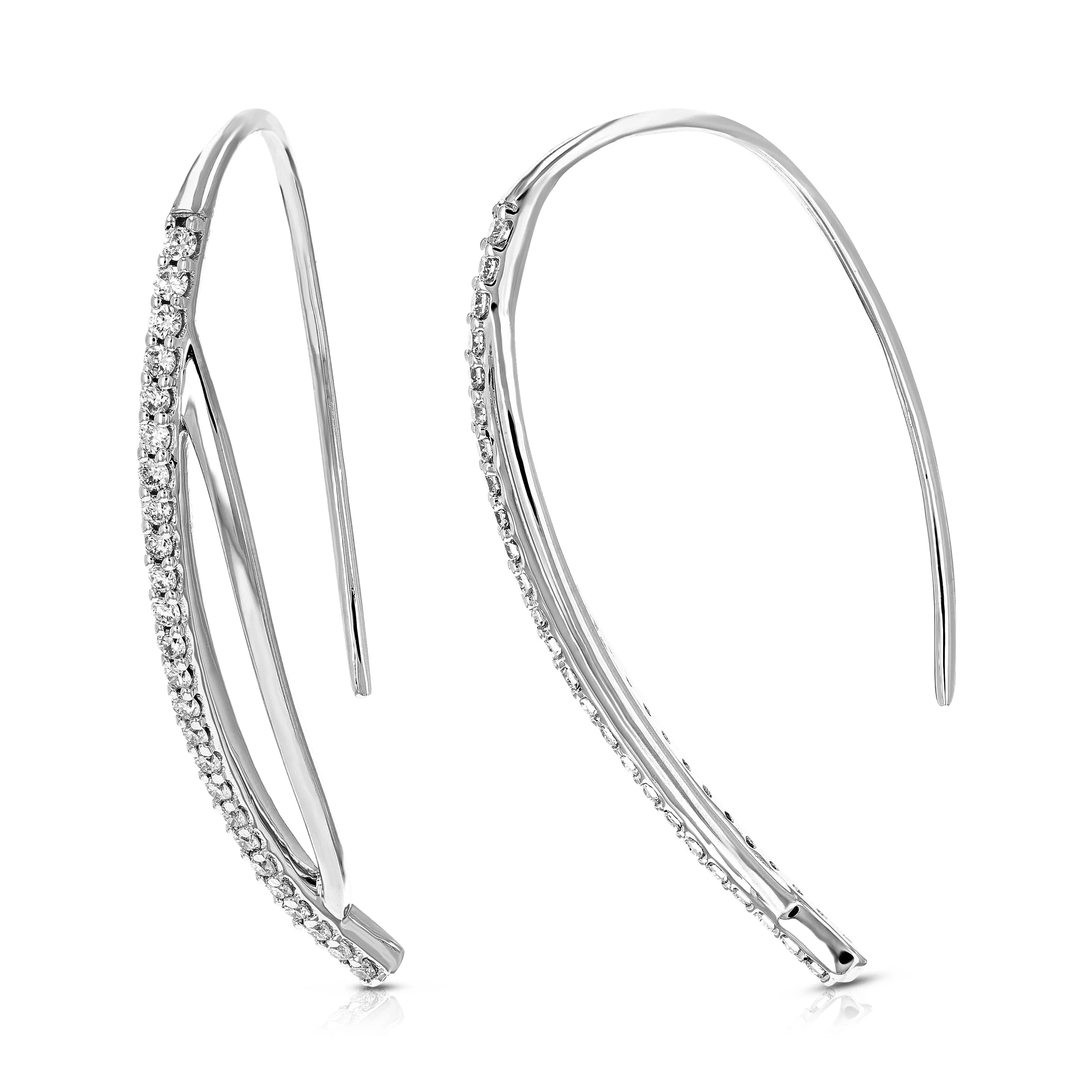 1/2 cttw Lab Grown Diamond Cuff Hoop Earrings in 14K White Gold