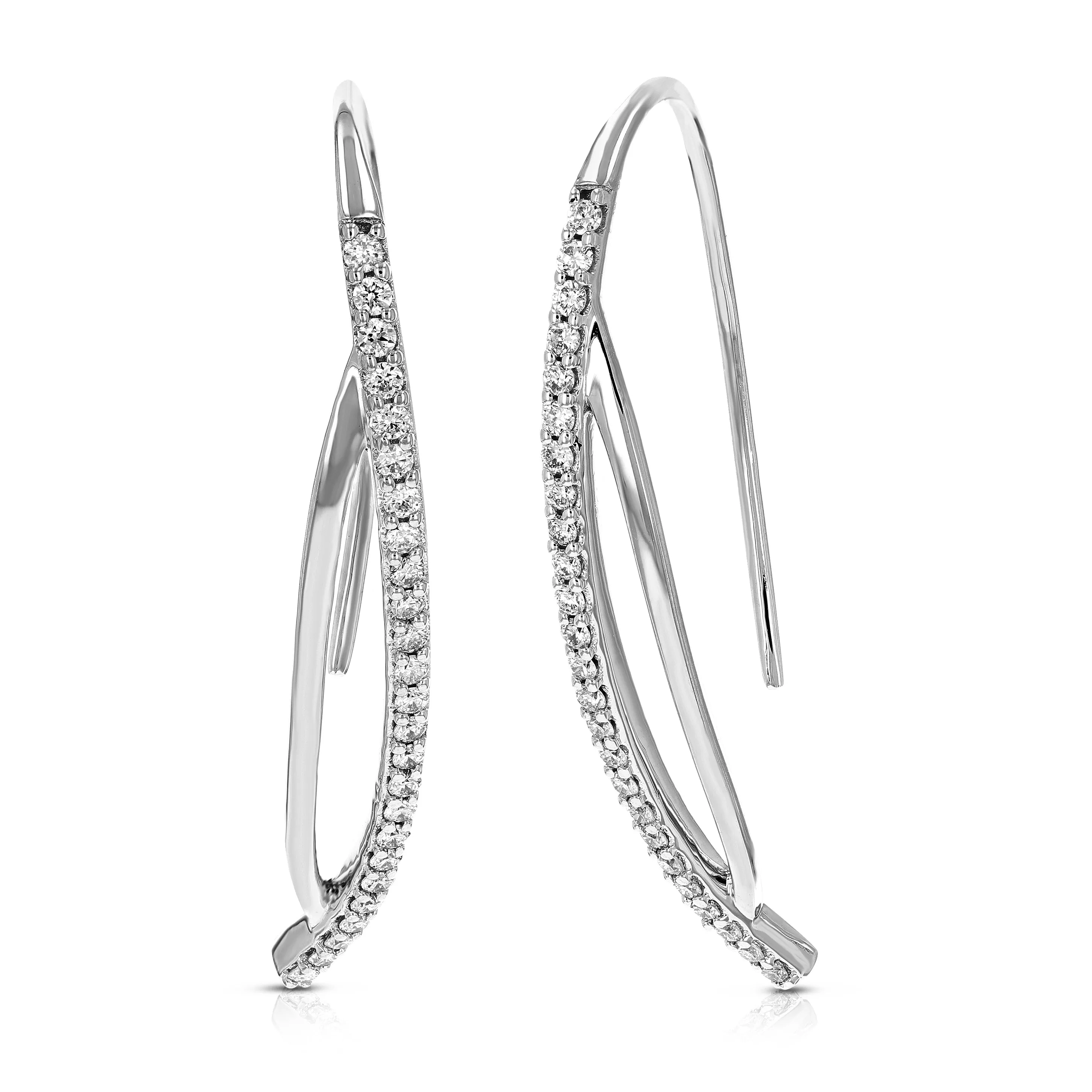 1/2 cttw Lab Grown Diamond Cuff Hoop Earrings in 14K White Gold