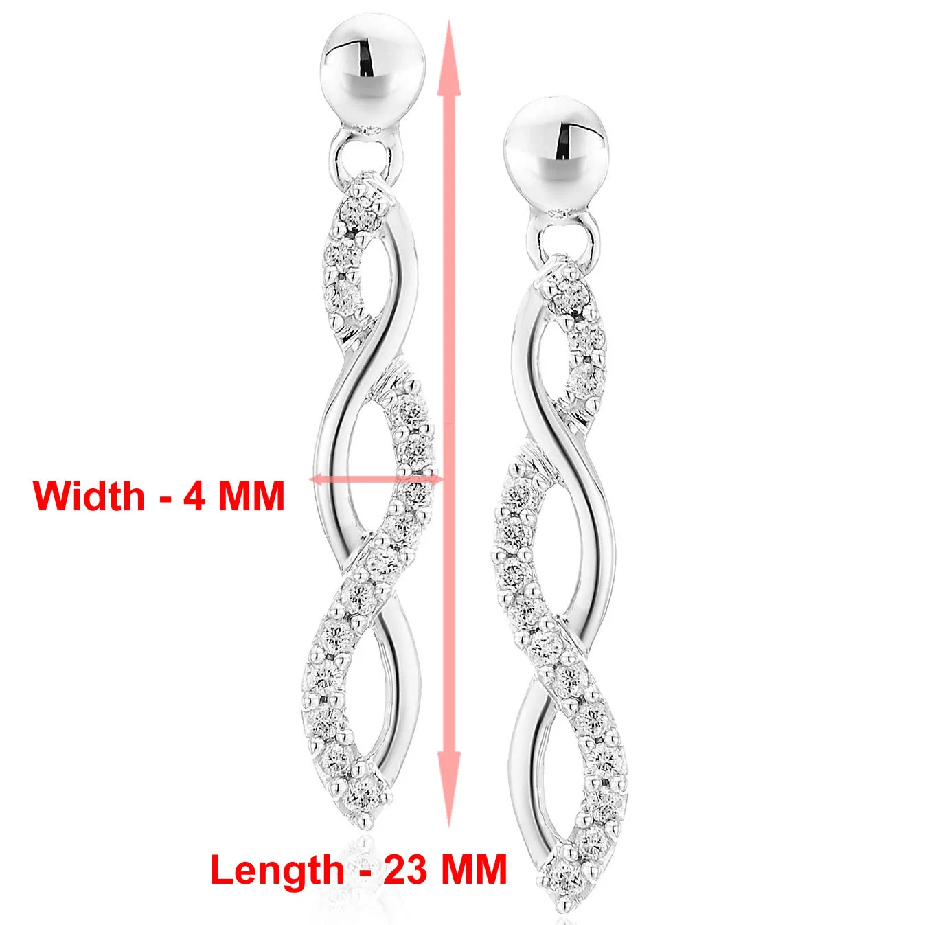 1/4 cttw Lab Grown Diamond Twisted Dangle Earrings in Sterling Silver