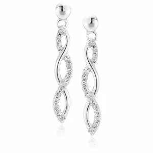 1/4 cttw Lab Grown Diamond Twisted Dangle Earrings in Sterling Silver