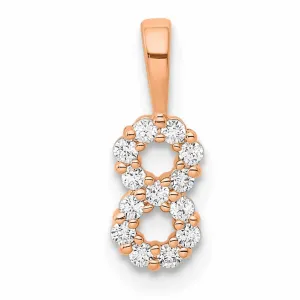 14k Rose Gold Polished Finish with Diamonds Number 8 Pendant