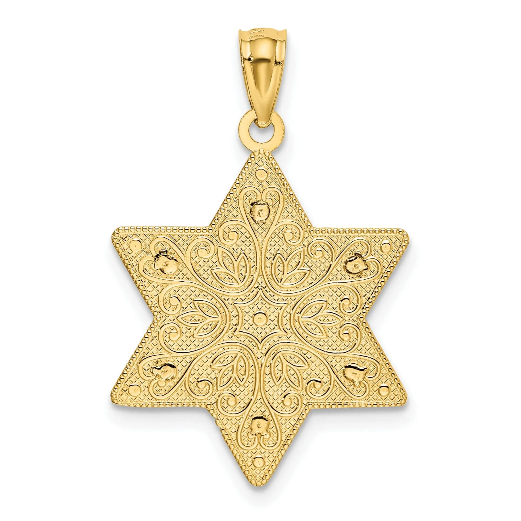 14K Two Tone Gold Polished Reversible Filigree Star Of David Pendant