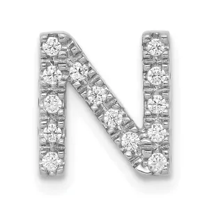 14K White Gold Diamond 0.14-CT Letter N Initial Charm Pendant