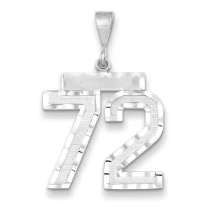 14k White Gold Diamond Cut Finish Large Size Number 72 Charm Pendant