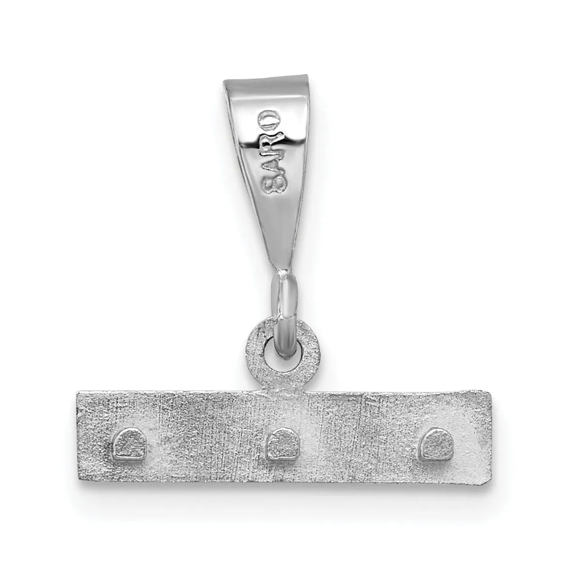 14k White Gold Large Size Diamond Cut Number Top Bar Charm Pendant