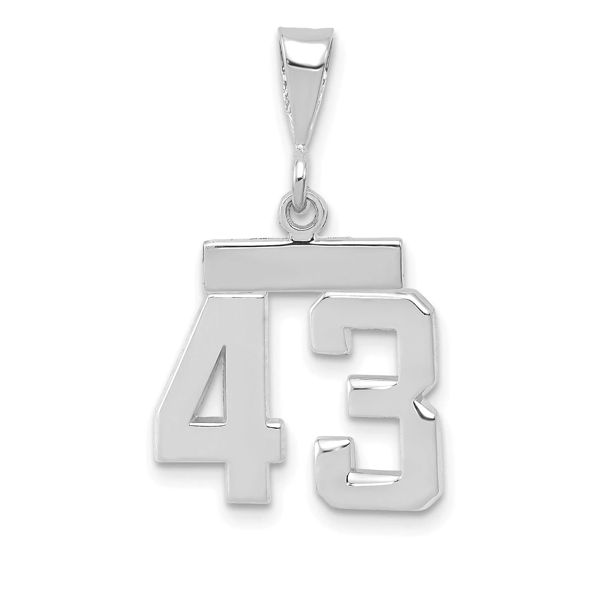 14k White Gold Polished Finish Small Size Number 43 Charm Pendant