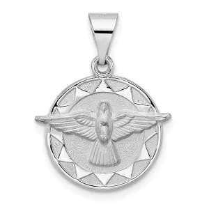 14k White Gold Polished Satin Round Unisex Holy Spirit Charm Pendant