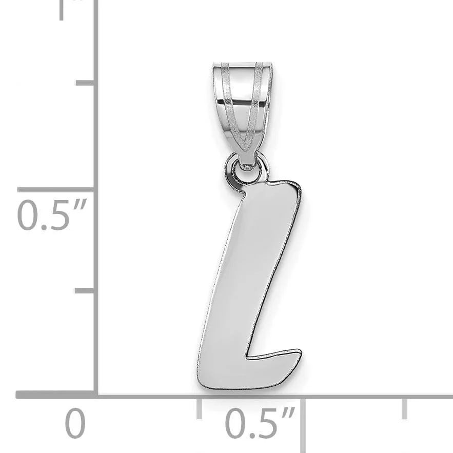 14k White Gold Script Design Letter L Initial Pendant