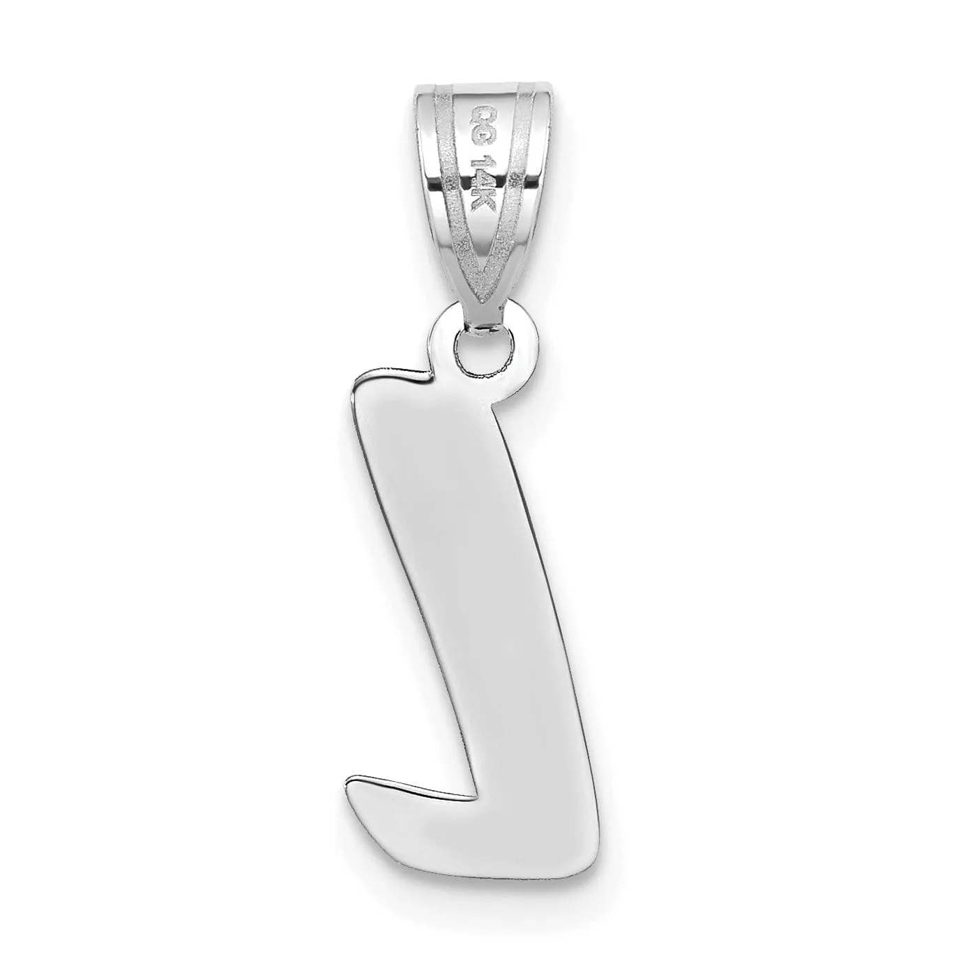 14k White Gold Script Design Letter L Initial Pendant