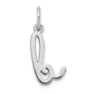 14K White Gold Small Size Lower Case Script Letter B Initial Pendant