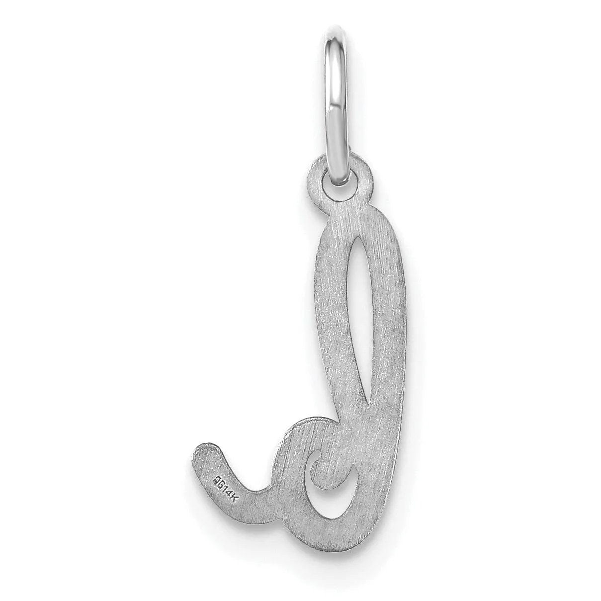 14K White Gold Small Size Lower Case Script Letter B Initial Pendant