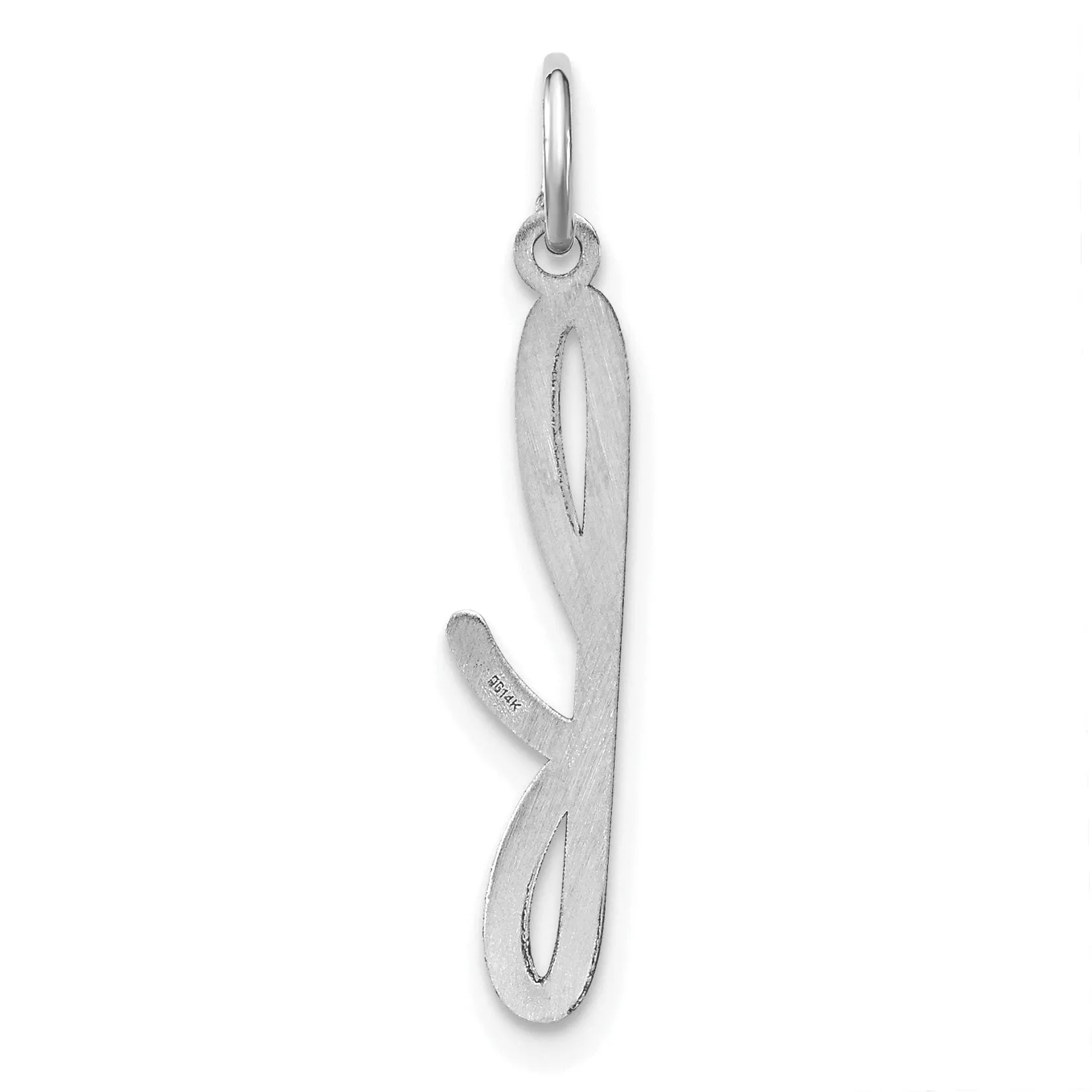 14K White Gold Small Size Lower Case Script Letter F Initial Pendant