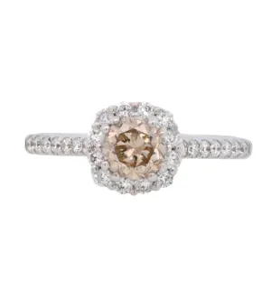 14K White Round Diamond 0.62Ct Halo Engagement Ring