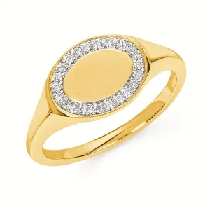 14K Yellow Gold 0.11ctw Diamond Signet Ring