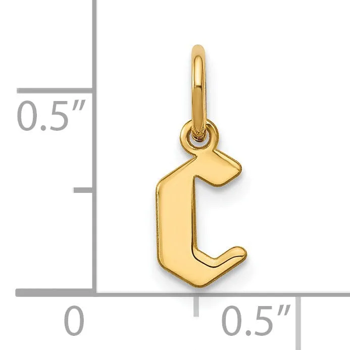 14K Yellow Gold Lower Case Letter C Initial Charm Pendant