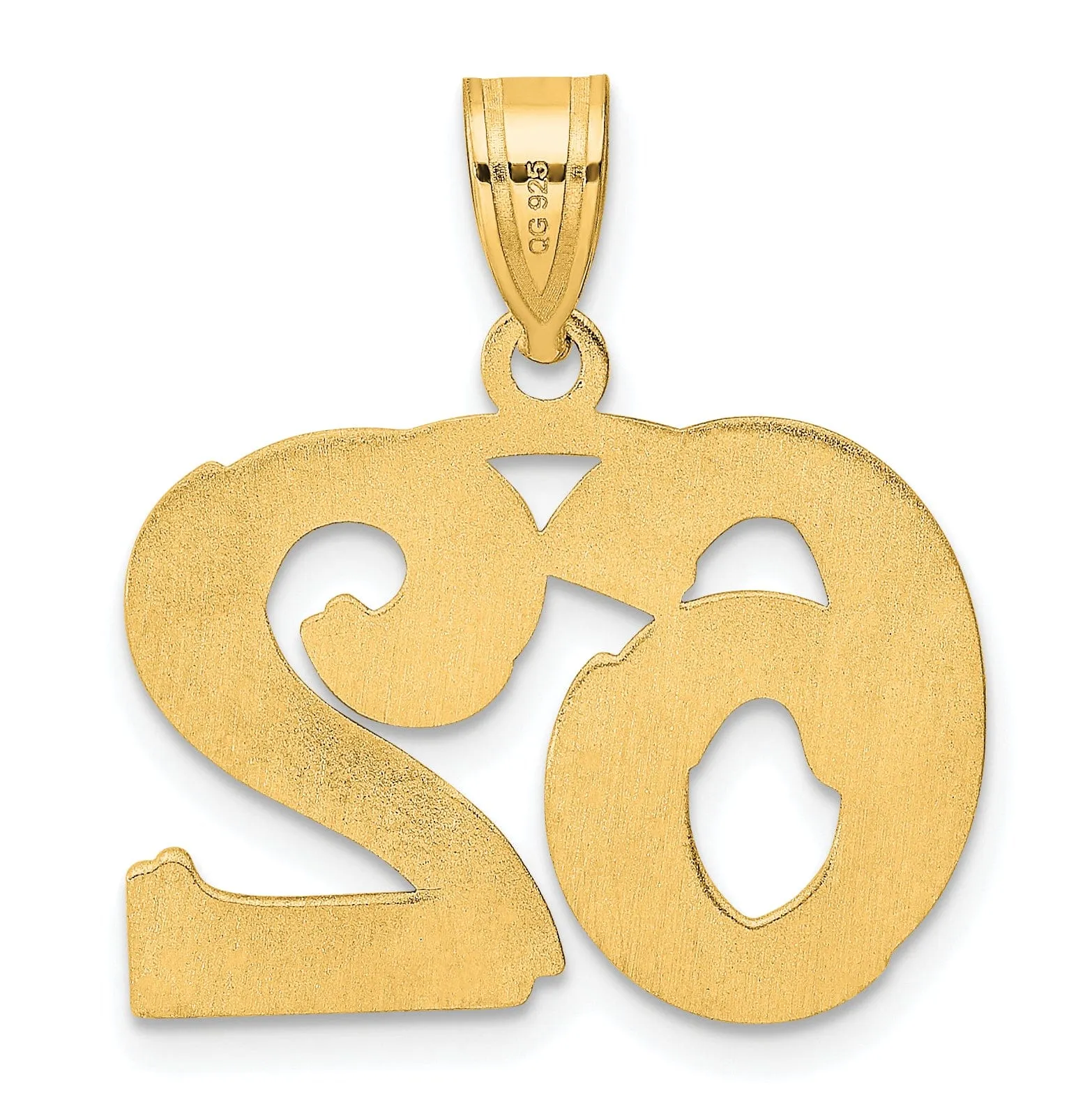 14k Yellow Gold Polished Etched Finish Number 62 Charm Pendant