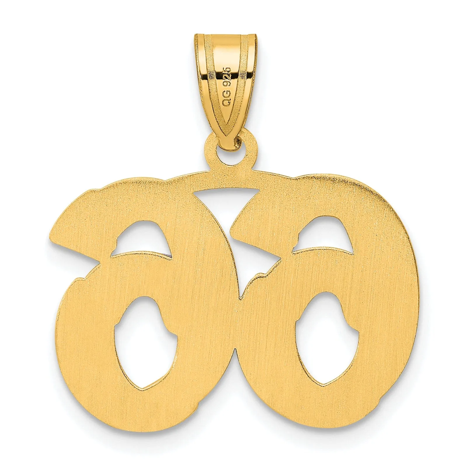 14k Yellow Gold Polished Etched Finish Number 66 Charm Pendant