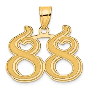 14k Yellow Gold Polished Etched Finish Number 88 Charm Pendant