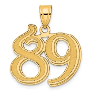 14k Yellow Gold Polished Etched Finish Number 89 Charm Pendant