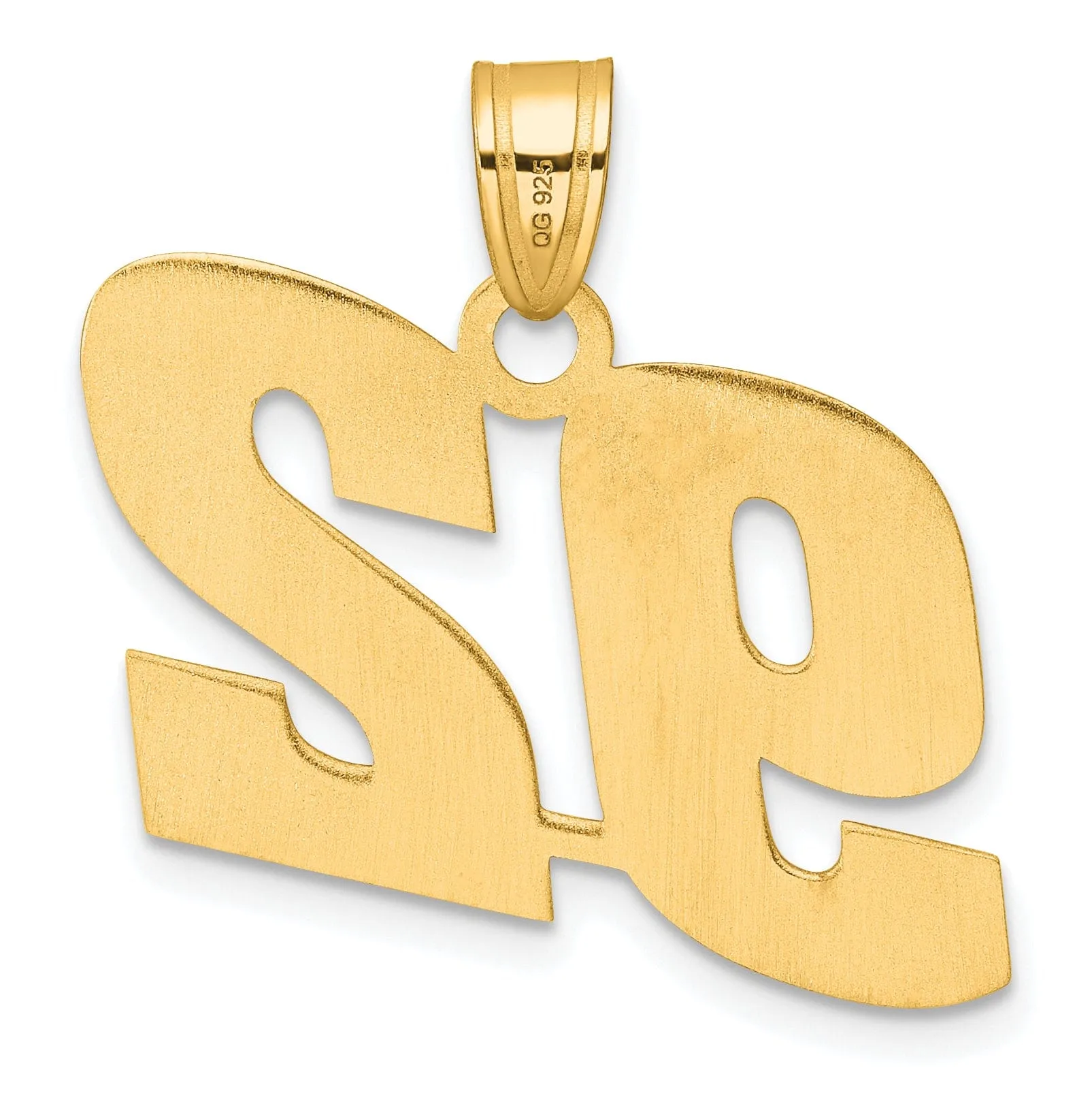 14k Yellow Gold Polished Finish Block Script Design Number 92 Charm Pendant