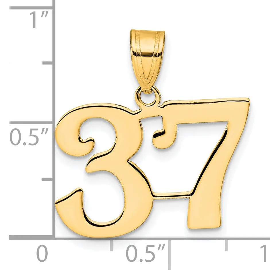 14k Yellow Gold Polished Finish Number 37 Charm Pendant