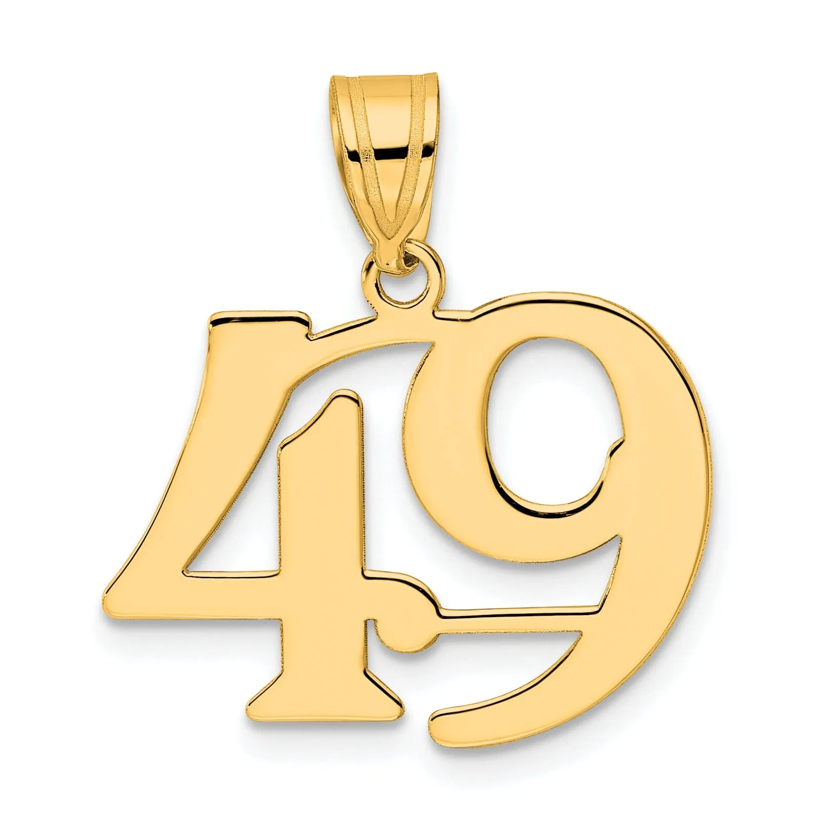 14k Yellow Gold Polished Finish Number 49 Charm Pendant