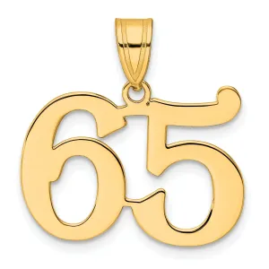 14k Yellow Gold Polished Finish Number 65 Charm Pendant