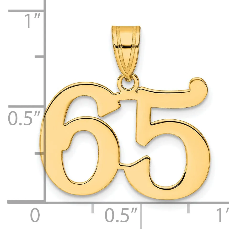 14k Yellow Gold Polished Finish Number 65 Charm Pendant