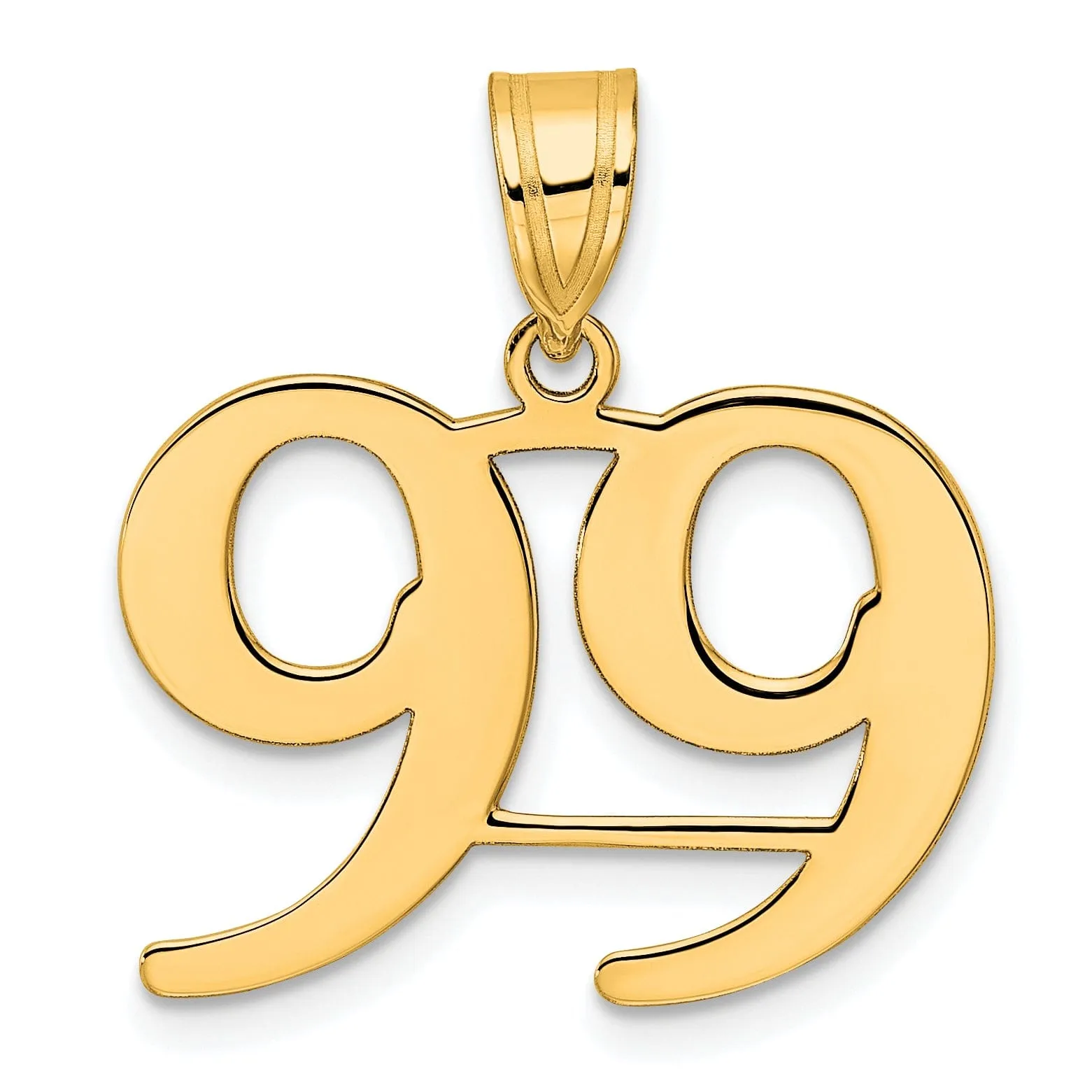 14k Yellow Gold Polished Finish Number 99 Charm Pendant