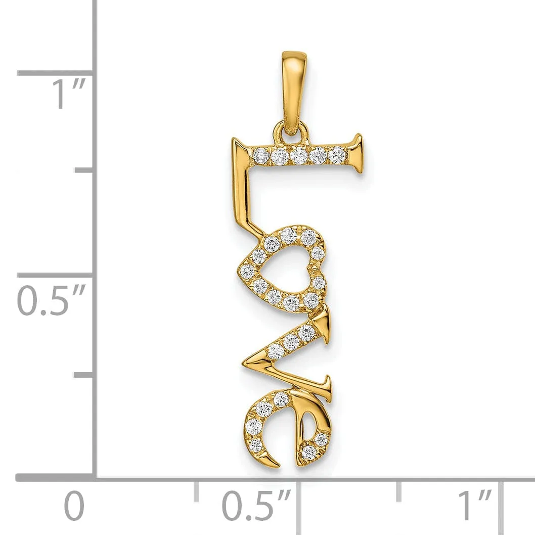 14k Yellow Gold Polished Finish Womens  LOVE 0.112-CT Diamond Pendant