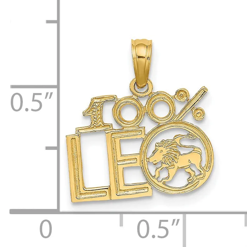 14K Yellow Gold Polished Textured Finish 100% Zodiac LEO Charm Pendant