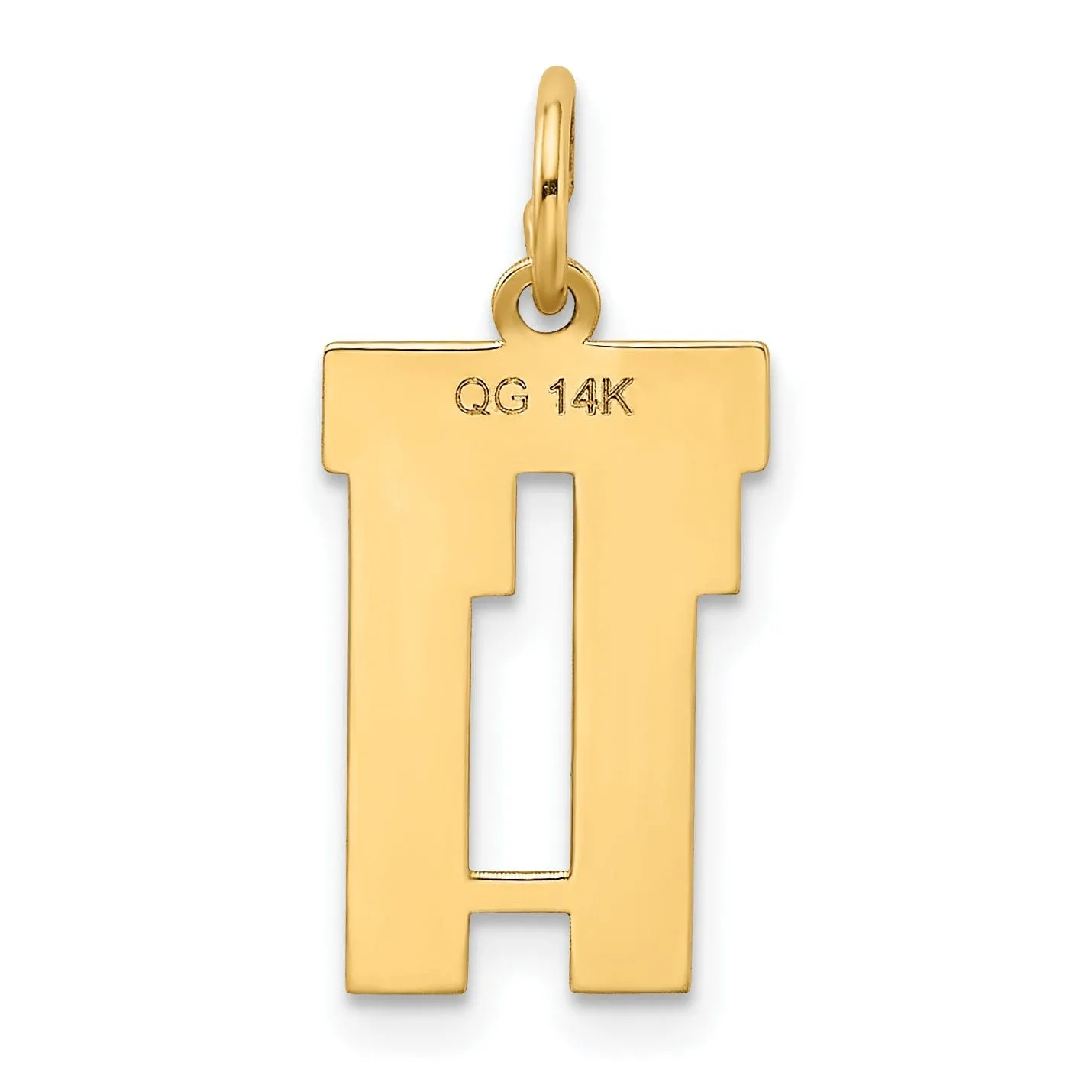 14k Yellow Gold Satin Brush Finish Small Size Number 11 Charm Pendant