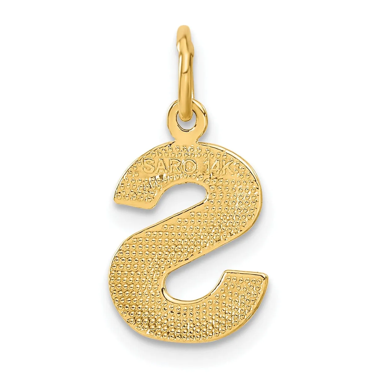 14k Yellow Gold Satin Diamond Cut Finish Letter S Initial Charm Pendant