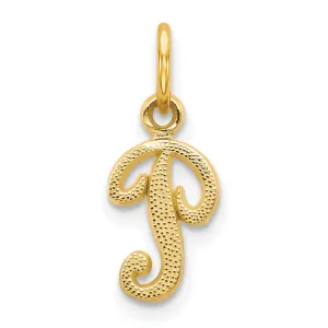 14K Yellow Gold Small Script Design Letter P Initial Charm Pendant