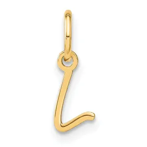 14K Yellow Gold Small Size Upper Case Script Letter L Initial Pendant